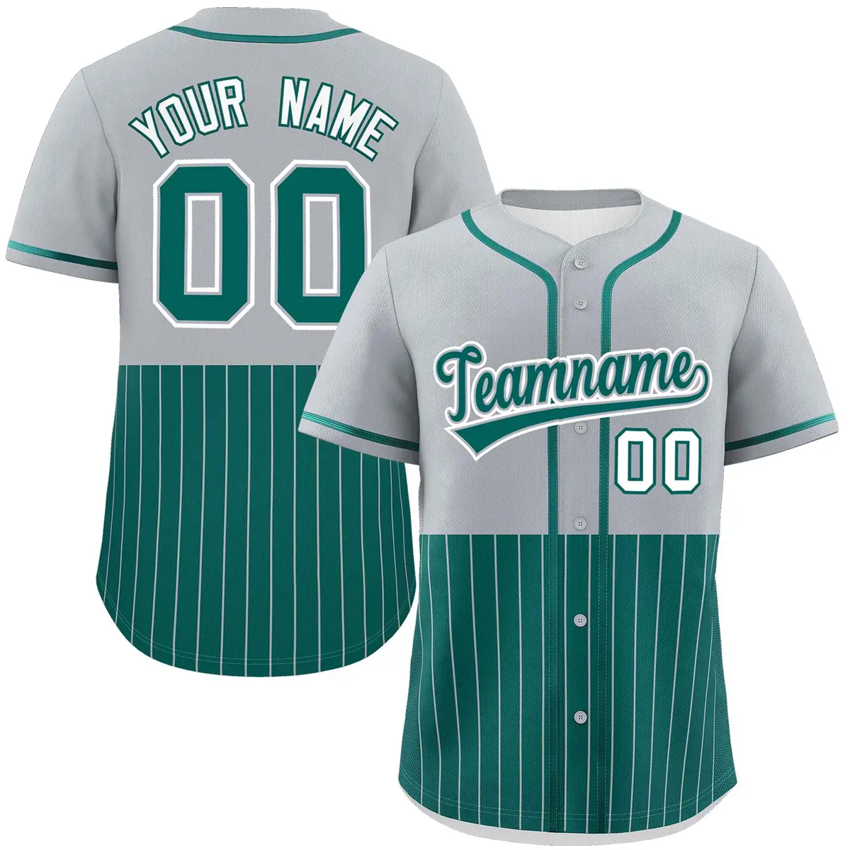Gray Aqua Half Stripe Authentic Baseball Jersey