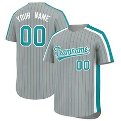 Gray Aqua Pinstripe Two-tone Side Authentic Baseball Jersey