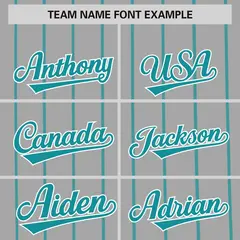 Gray Aqua Pinstripe Two-tone Side Authentic Baseball Jersey 3