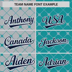 Gray Aqua Plaid Split Authentic Baseball Jersey 3