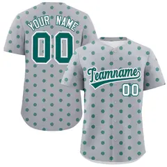 Gray Aqua Polka Dot Graffiti Authentic Baseball Jersey 1