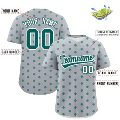 Gray Aqua Polka Dot Graffiti Authentic Baseball Jersey 2