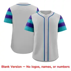Gray Aqua Purple Sleeve Flag Lace Baseball Jersey 7