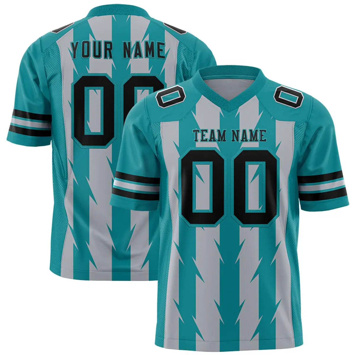 Gray Aqua Razr Stripe Graffiti Pattern Flag Football Jersey