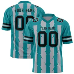 Gray Aqua Razr Stripe Graffiti Pattern Flag Football Jersey 1