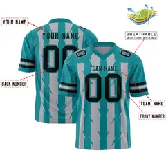 Gray Aqua Razr Stripe Graffiti Pattern Flag Football Jersey 2