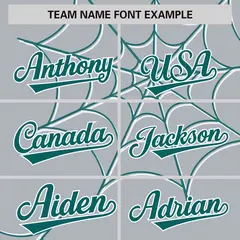 Gray Aqua Spider Web Raglan Authentic Baseball Jersey 3