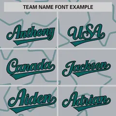Gray Aqua Star Pattern Varsity Full-Snap Letterman Baseball Jacket 3