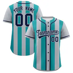 Gray Aqua Thick Stripe Authentic Baseball Jersey 1