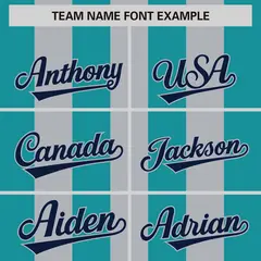 Gray Aqua Thick Stripe Authentic Baseball Jersey 3