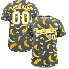 Gray Banana Graffiti Pattern Fashion Baseball Jersey