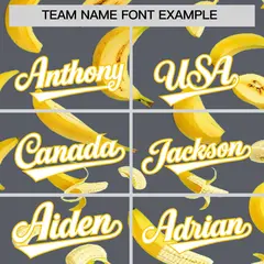 Gray Banana Graffiti Pattern Fashion Baseball Jersey 4