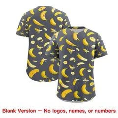 Gray Banana Graffiti Pattern Fashion Baseball Jersey 7