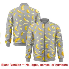 Gray Banana Pattern Varsity Letterman Bomber Jacket 8