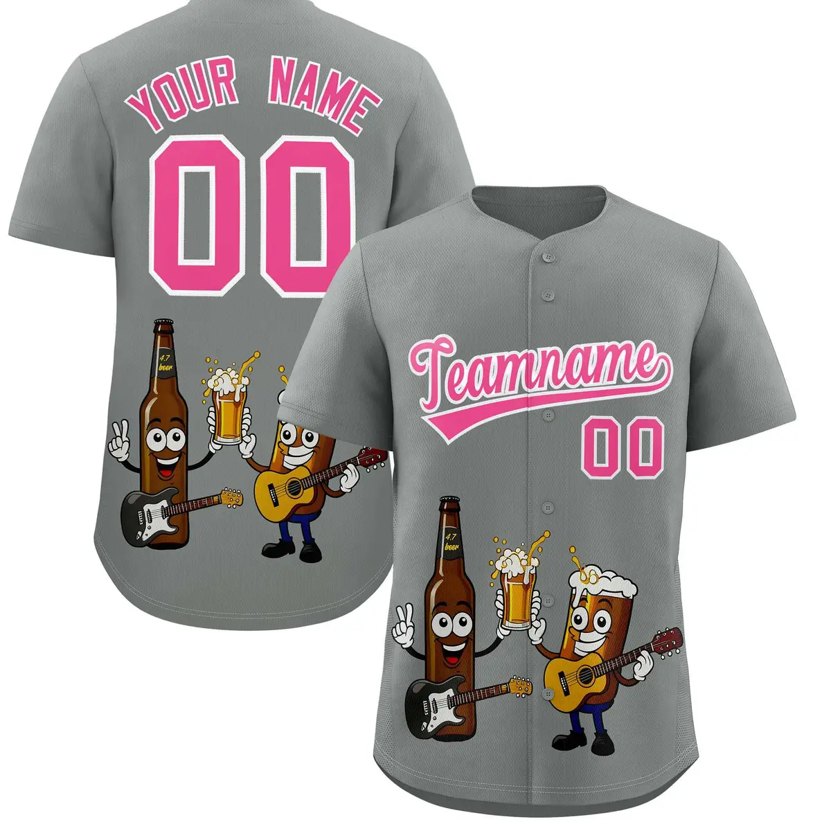 Gray Beer Day Parties Baseball Jersey