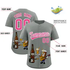 Gray Beer Day Parties Baseball Jersey 2