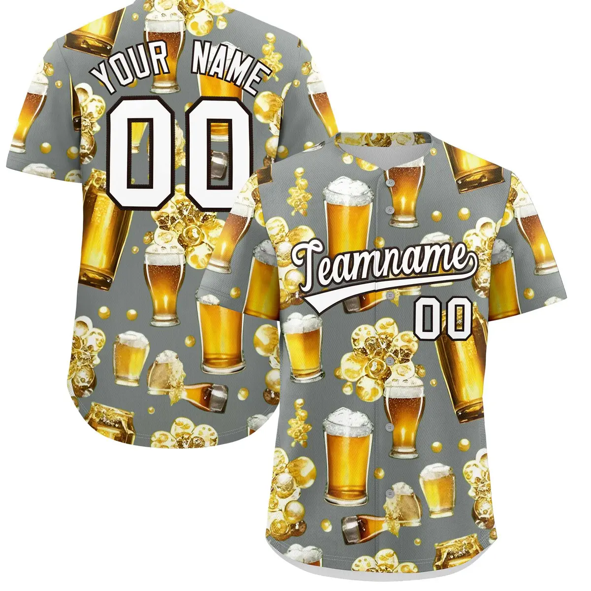 Gray Beer Day Parties Baseball Jersey