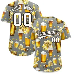 Gray Beer Day Parties Baseball Jersey 1
