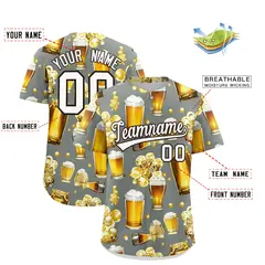 Gray Beer Day Parties Baseball Jersey 2
