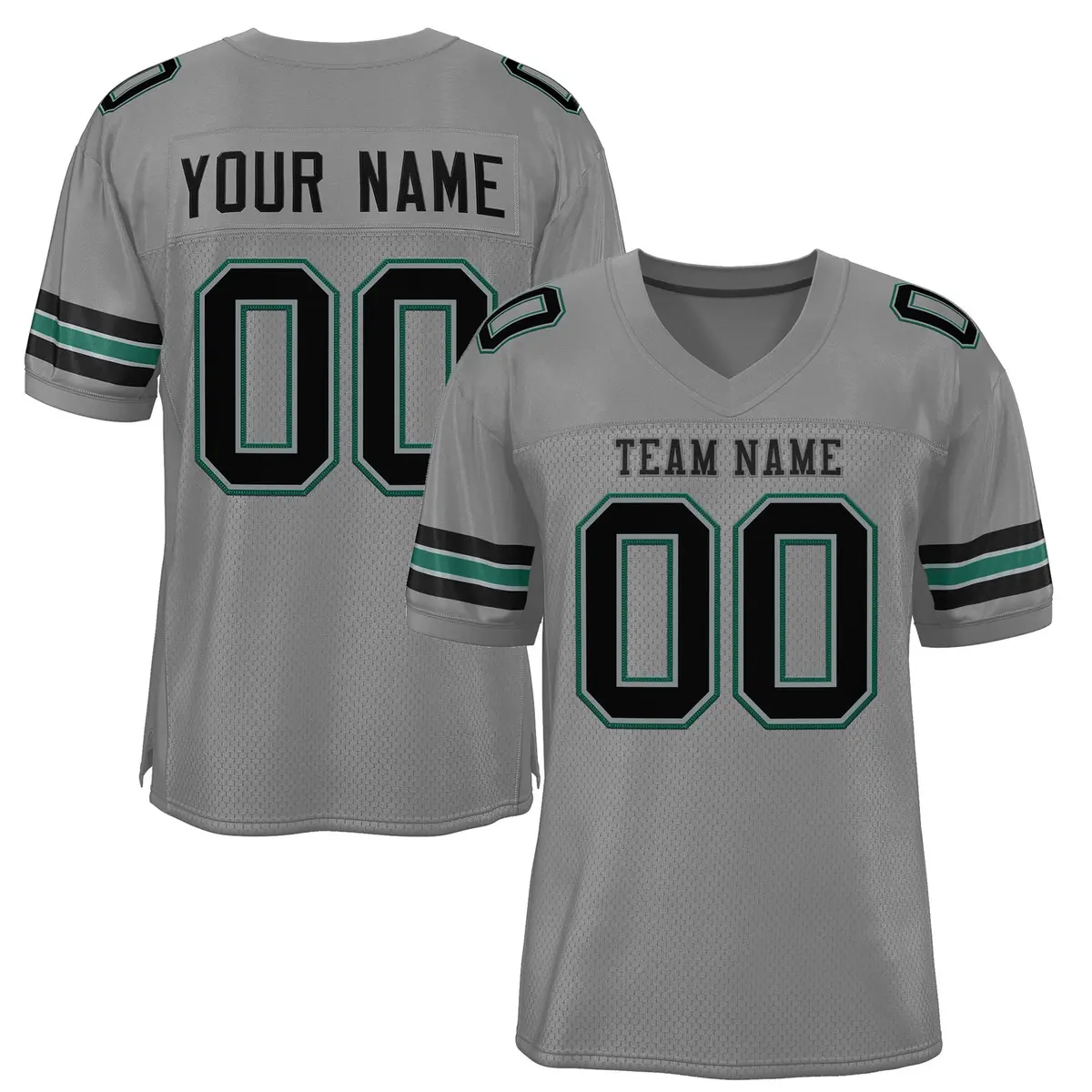 Gray Black-Aqua Classic Mesh Authentic Football Jersey