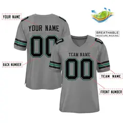 Gray Black-Aqua Classic Mesh Authentic Football Jersey 2