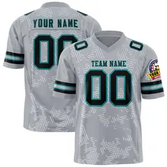 Gray Black-Aqua Graffiti Line Authentic Football Jersey 1
