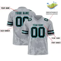 Gray Black-Aqua Graffiti Line Authentic Football Jersey 2