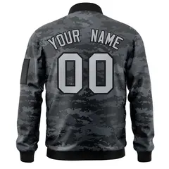 Gray Black Camo Varsity Full-Zip Letterman Bomber Jacket 4