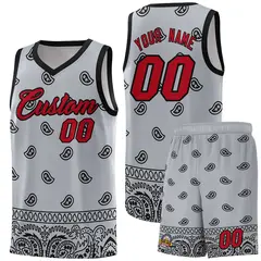 Gray Black Cashew Pattern Basketball Jersey 1
