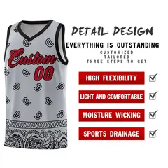 Gray Black Cashew Pattern Basketball Jersey 2