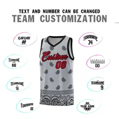 Gray Black Cashew Pattern Basketball Jersey 4