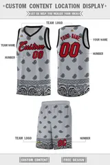Gray Black Cashew Pattern Basketball Jersey 5