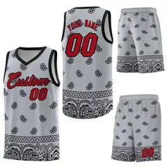 Gray Black Cashew Pattern Basketball Jersey 6