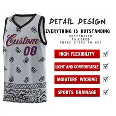 Gray Black Cashew Pattern Basketball Jersey 2