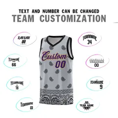 Gray Black Cashew Pattern Basketball Jersey 4