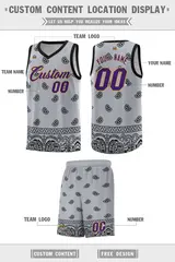 Gray Black Cashew Pattern Basketball Jersey 5
