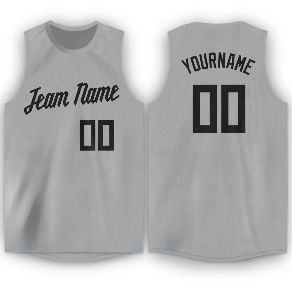 Men's Gray Black Classic Athletic Basketball Jersey