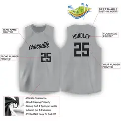 Men's Gray Black Classic Athletic Basketball Jersey 2