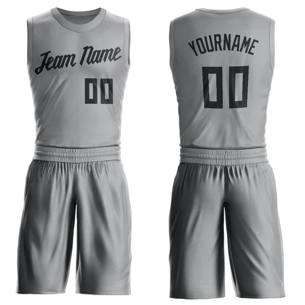 Gray Black Classic Basketball Jersey Set