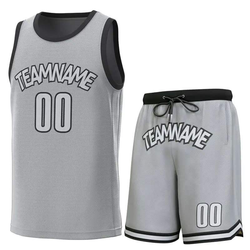 Gray Black Classic Basketball Jersey Set