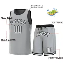 Gray Black Classic Basketball Jersey Set 2