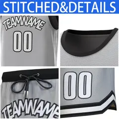 Gray Black Classic Basketball Jersey Set 6