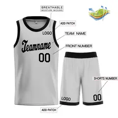 Gray Black Classic Basketball Uniform Jersey 3