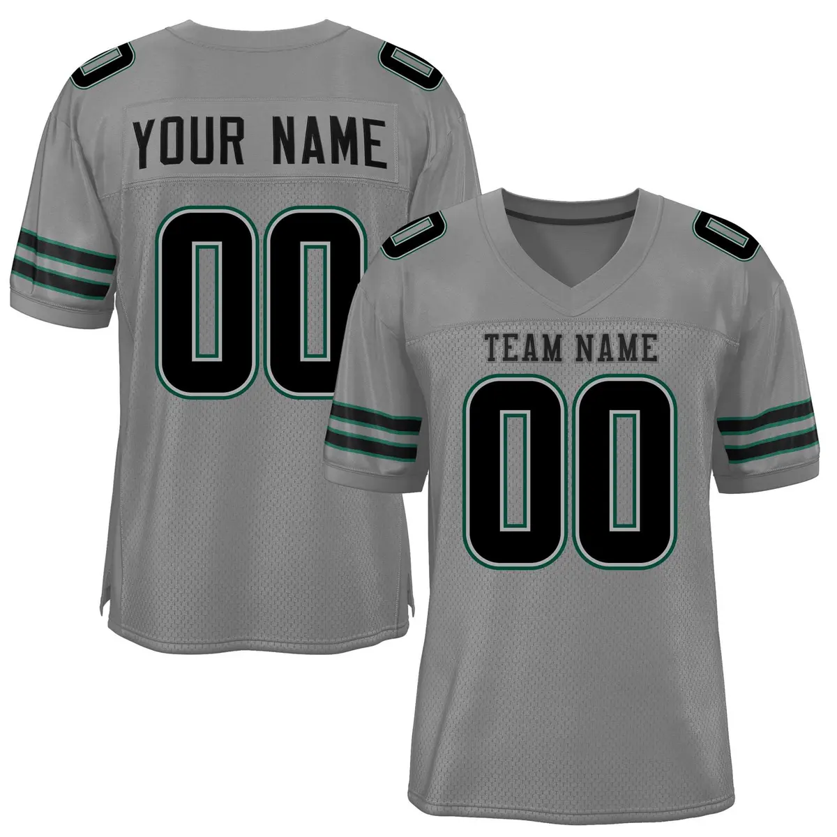 Gray Black Classic Mesh Authentic Football Jersey
