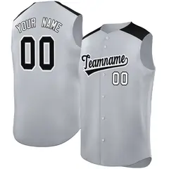 Gray Black Classic Sleeveless Baseball Jersey 1