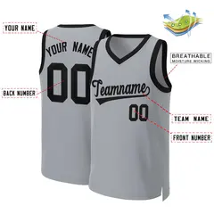 Gray Black Classic Team Basketball Jersey 2