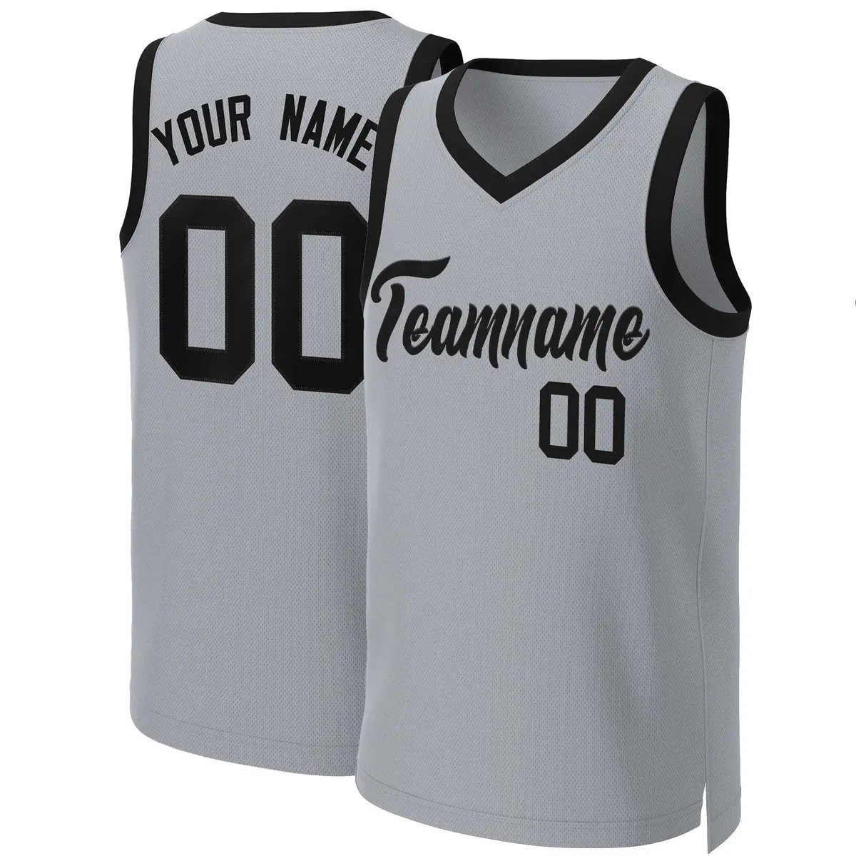 Gray Black Classic Team Basketball Jersey