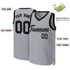 Gray Black Classic Team Basketball Jersey 2
