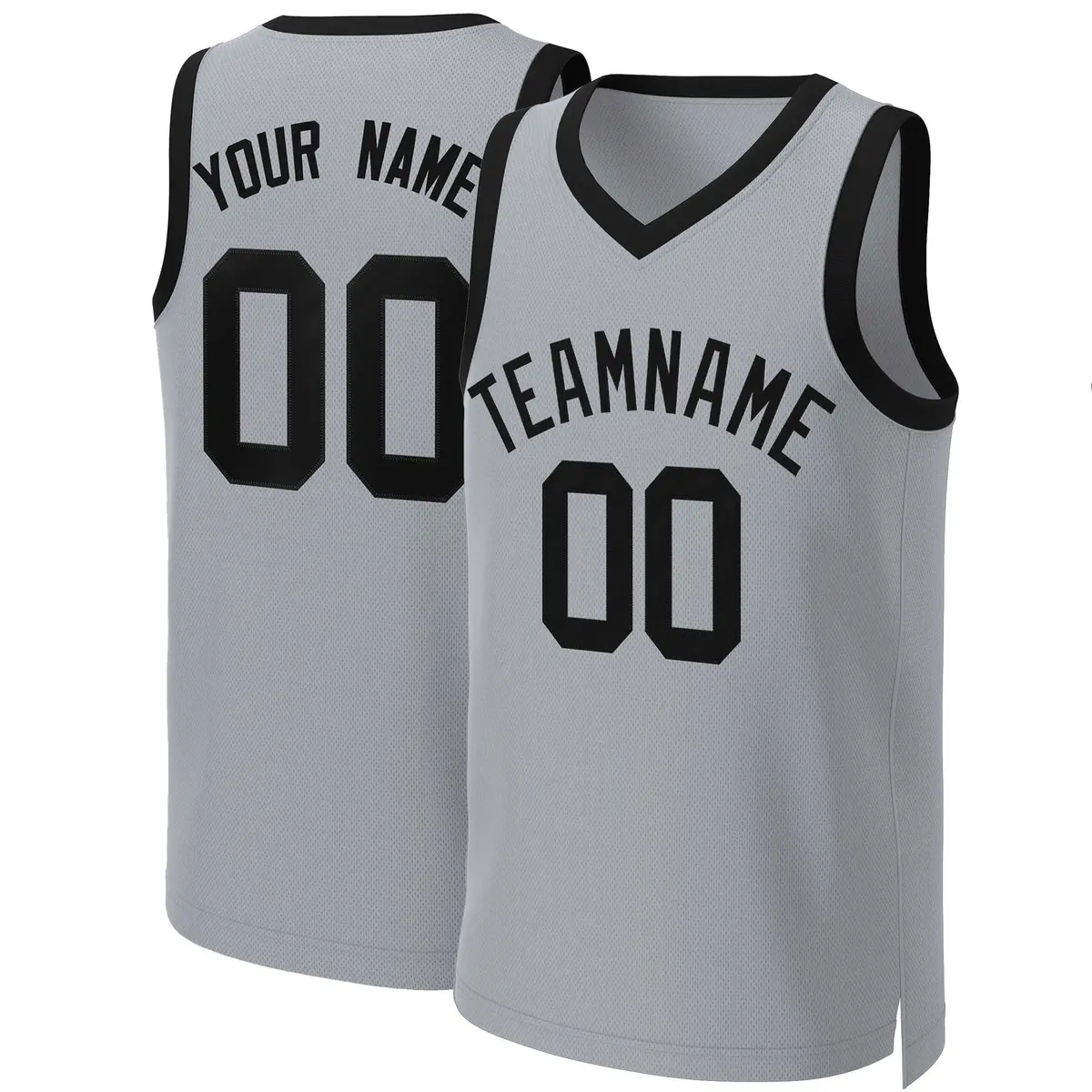 Gray Black Classic Team Basketball Jersey