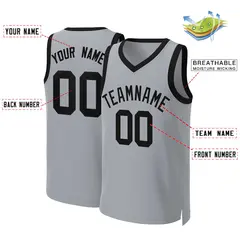 Gray Black Classic Team Basketball Jersey 2